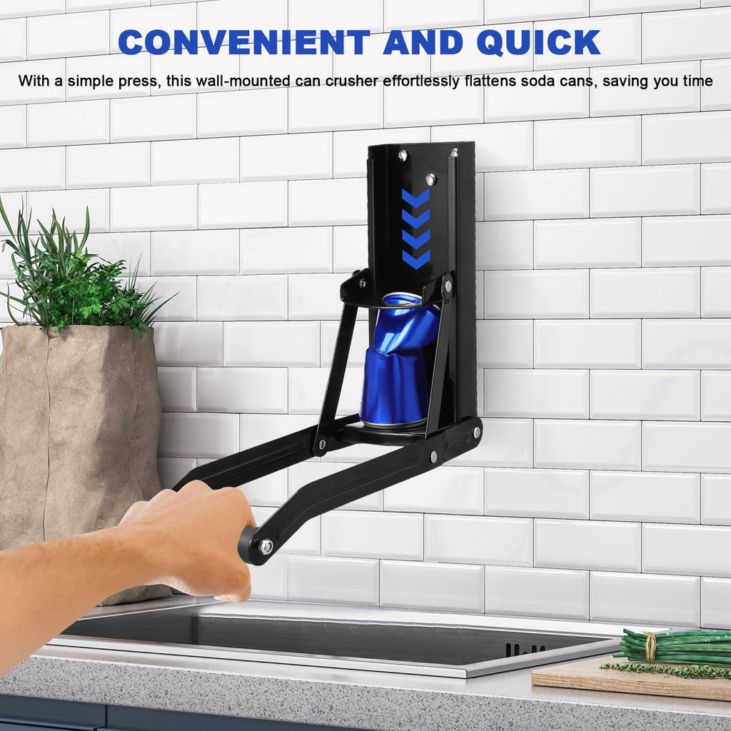 Black Wall Mounted Can Crusher with Bottle Opener T48000