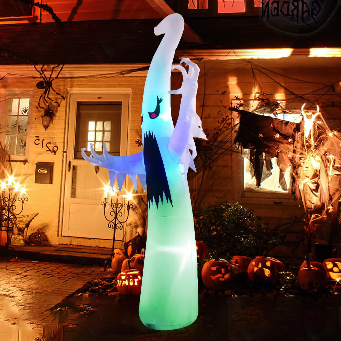 6 FT Halloween Inflatable Ghost with Built-in Colorful LEDs C851307