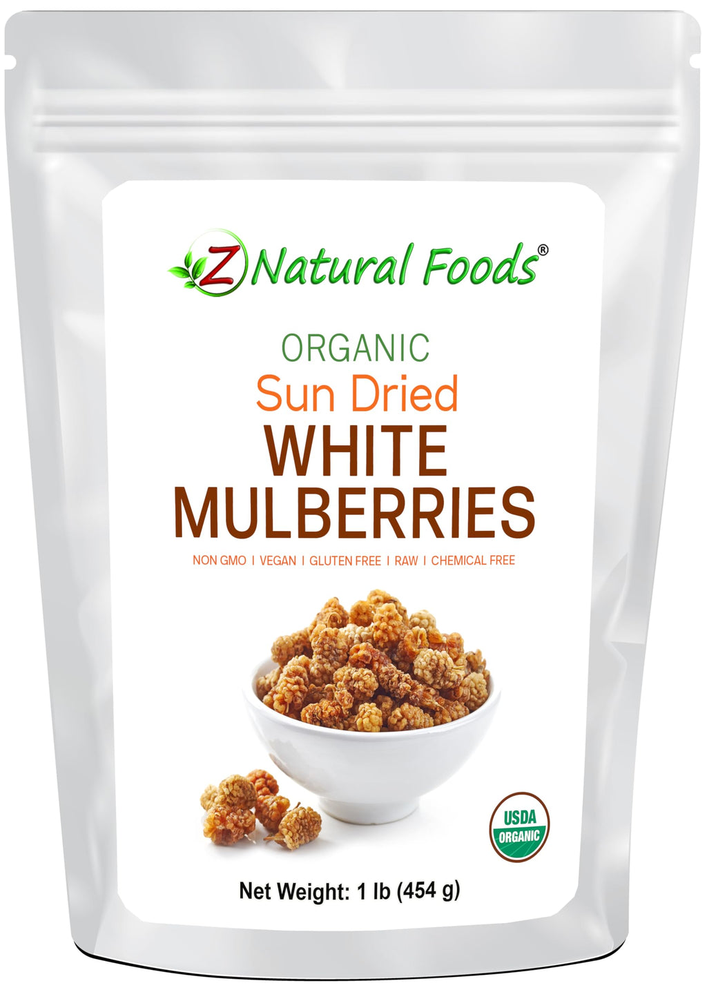 Organic White Mulberries Sun Dried 1 lb D9823