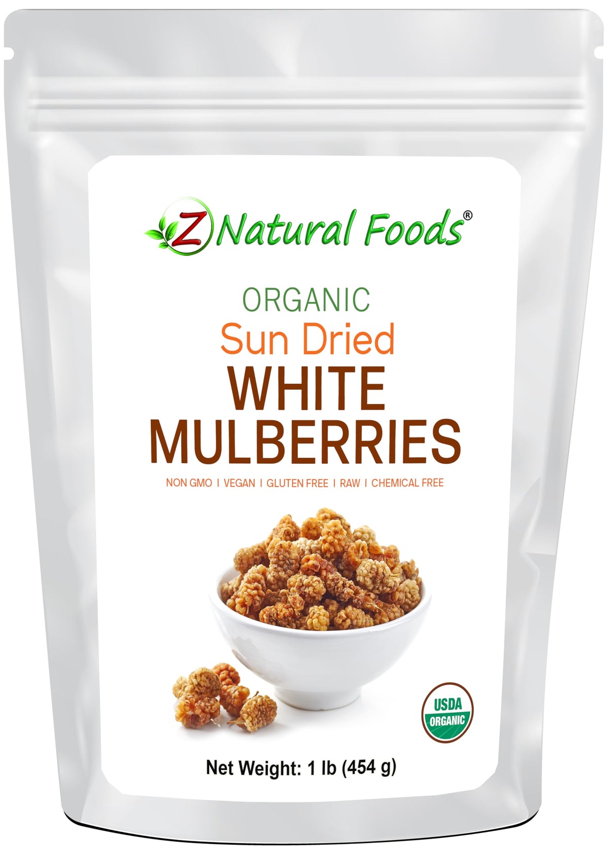 Organic White Mulberries Sun Dried 1 lb D9823