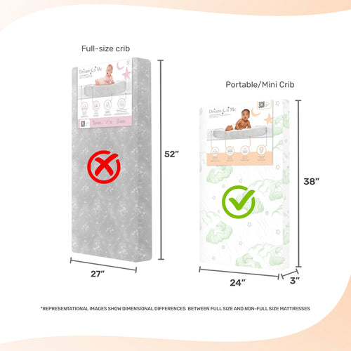 2-in-1 Mini Crib Mattress, Dual-Sided Waterproof S547