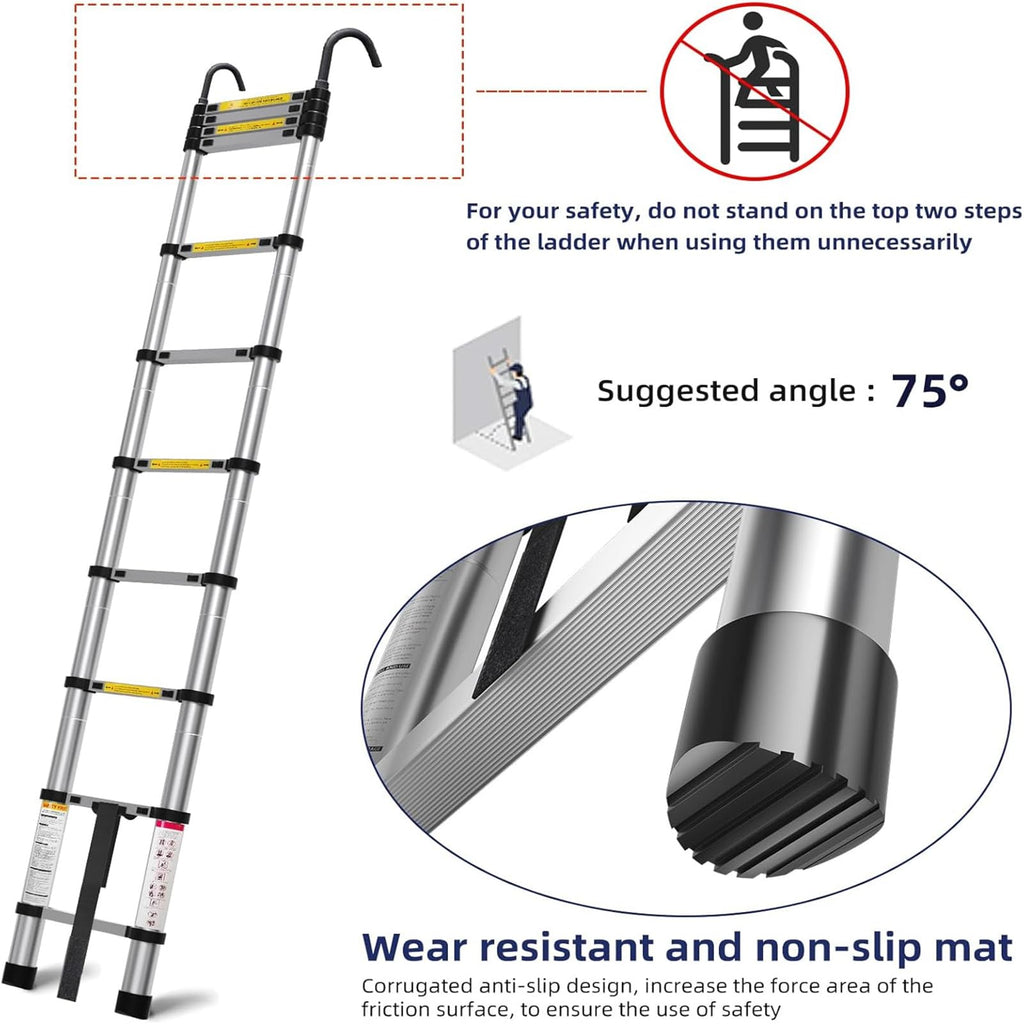 10.5ft Aluminum Telescoping Ladder 330 lbs Capacity L29728