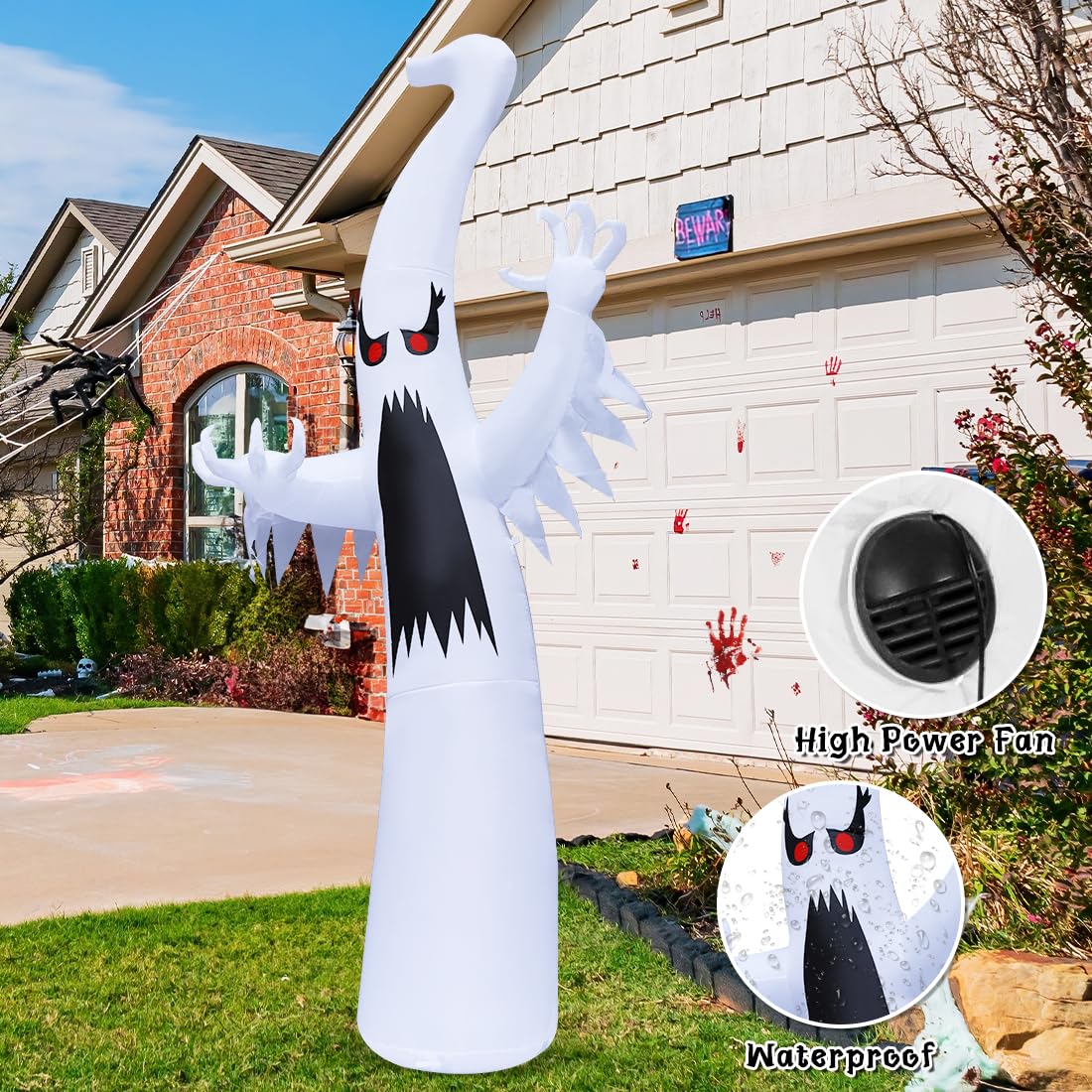 6 FT Halloween Inflatable Ghost with Built-in Colorful LEDs C851307