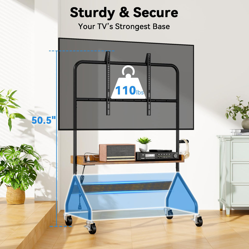 Rolling TV Stand with Power Outlet for 32-75 Inch TV X609194