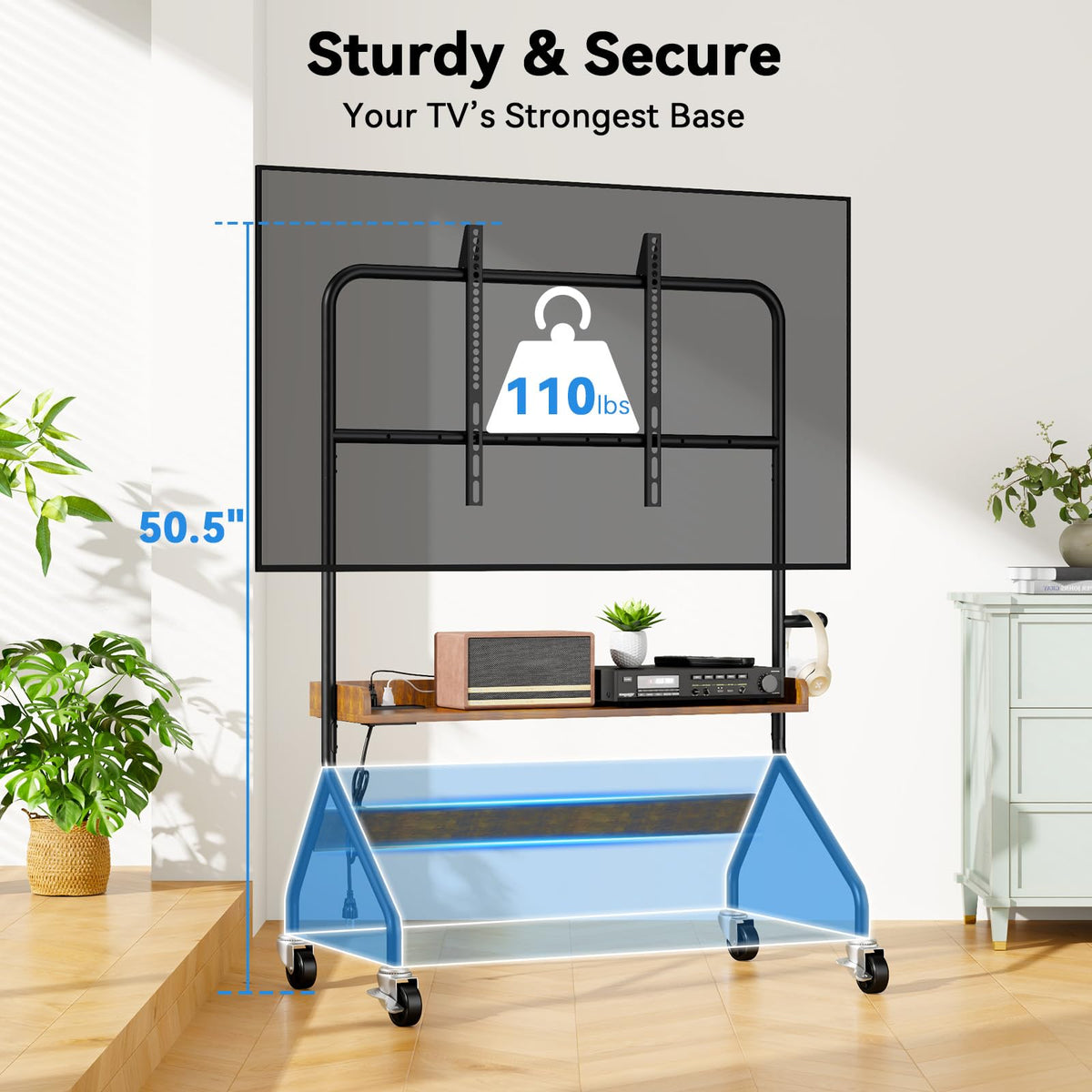 Rolling TV Stand with Power Outlet for 32-75 Inch TV X609194
