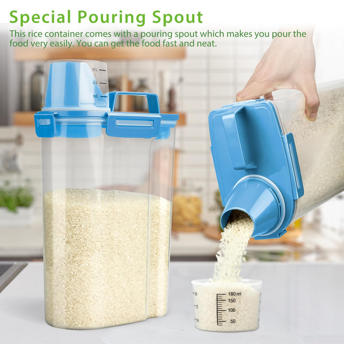 Airtight Rice Storage Container with Measuring Cup I3283