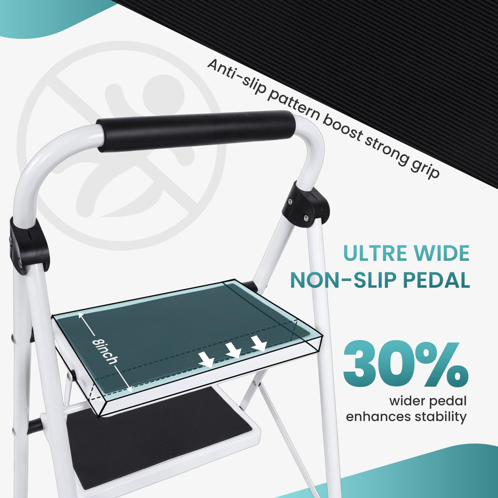 3 Step Ladder with Anti-Slip Pedal & Handrail D583