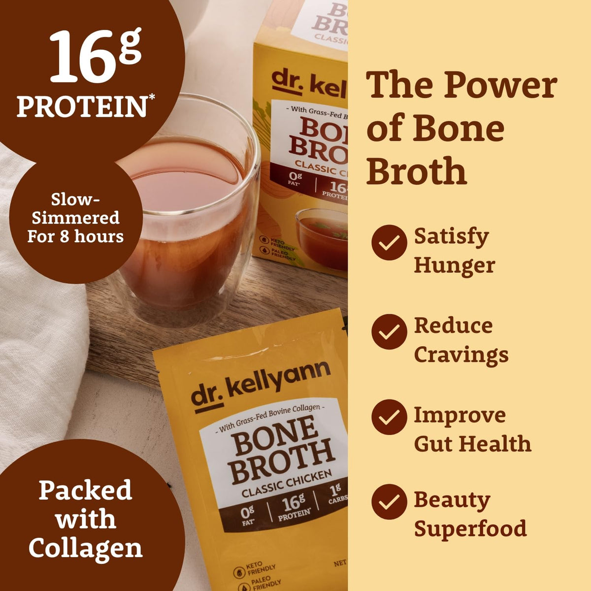 Bone Broth Powder Packets Classic Chicken Flavor 70 servings L8582