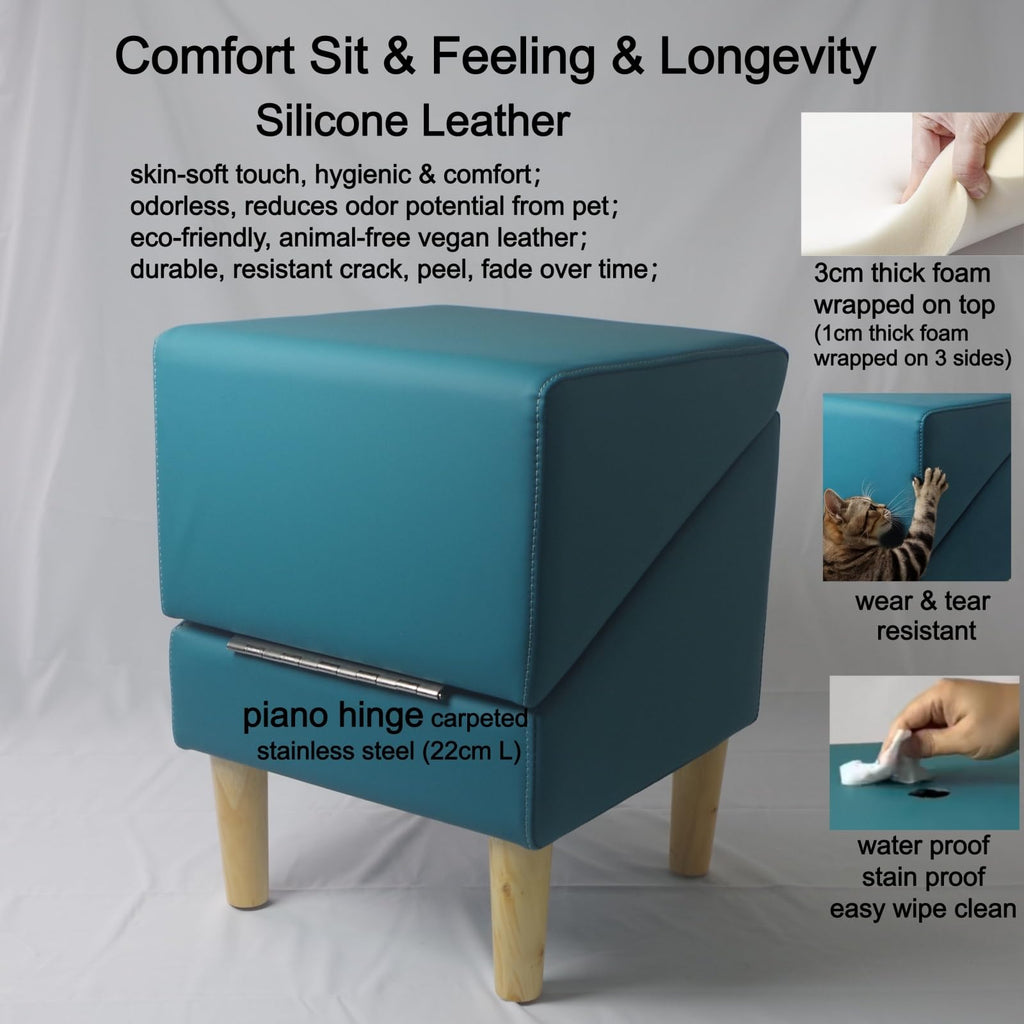 Foldable Dog Cat Stair Ramp Solid Wood Ottoman 18in H K406108