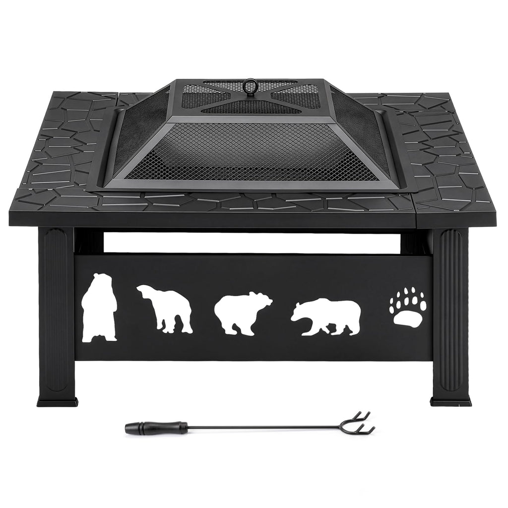 32 Inch Black Wrought Iron Wood Burning Fire Pit L5959