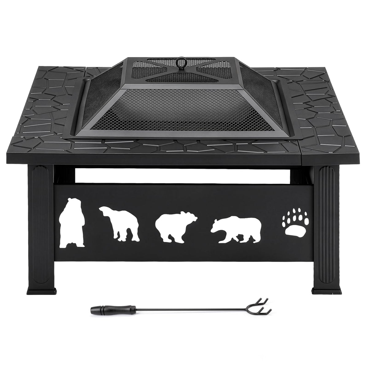 32 Inch Black Wrought Iron Wood Burning Fire Pit L5959