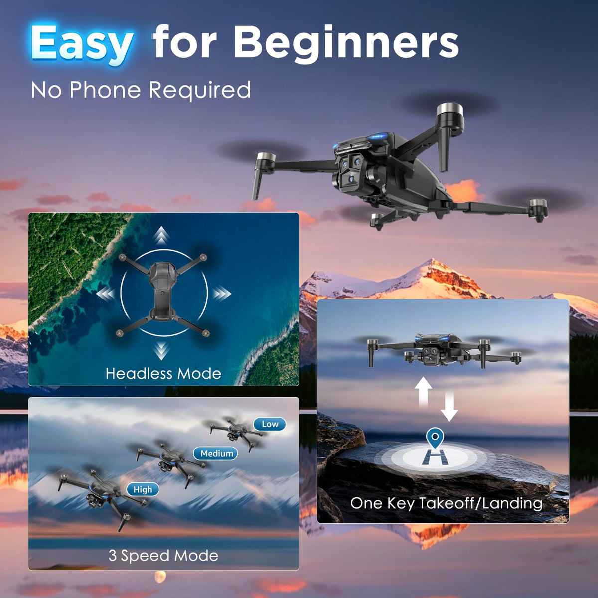 4K Camera GPS Foldable Drone with 4.5” HD Screen Controller J2831