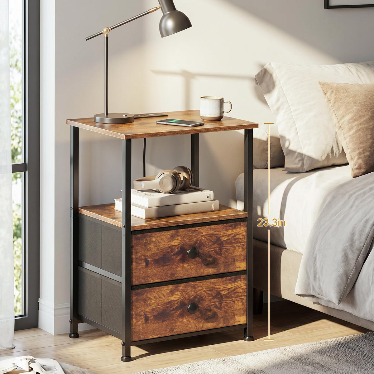 Nightstands Set of 2 with Charging Station A1371