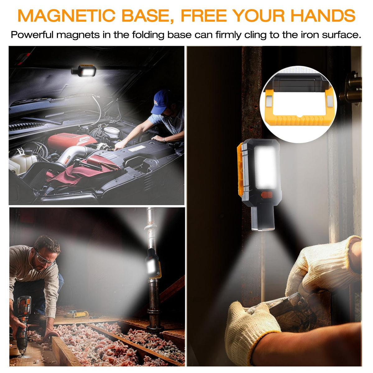 LED Rechargeable Magnetic Work Light 1000 Lumens 5 Mode 1 Pack B717
