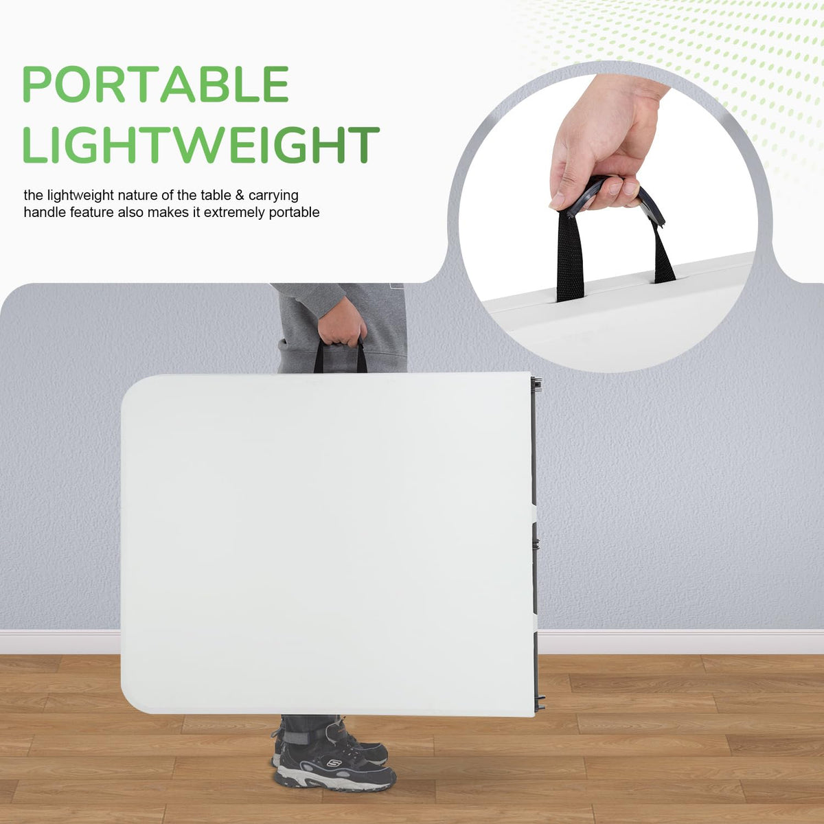 6FT White Portable Plastic Folding Table E76924
