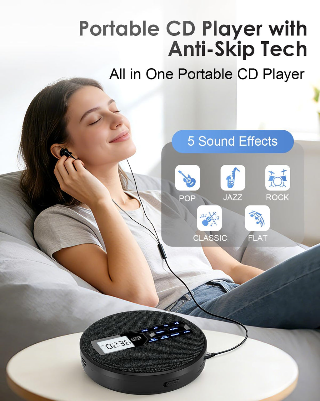 Portable CD Player with Bluetooth & FM Transmitter G38976