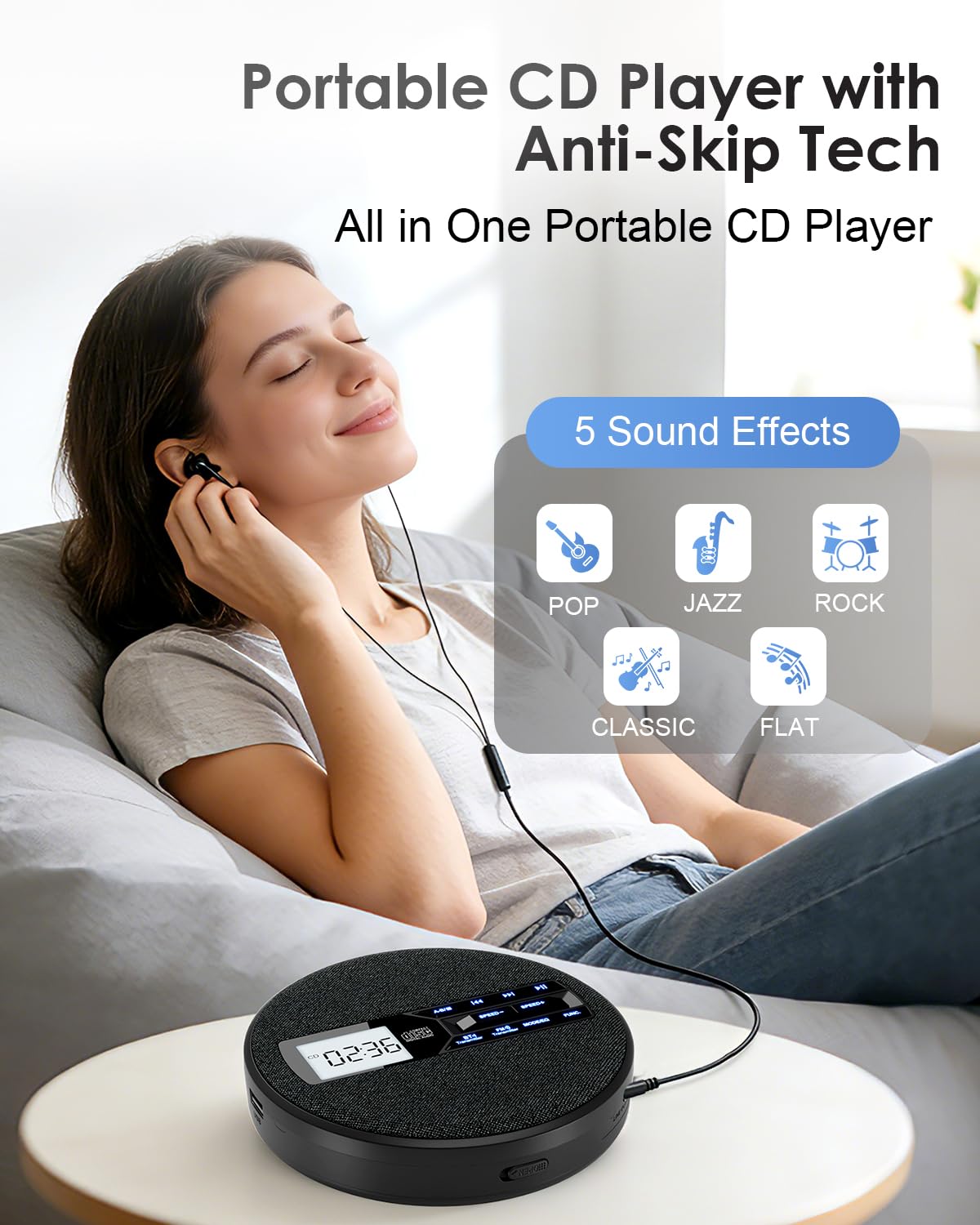 Portable CD Player with Bluetooth & FM Transmitter G38976
