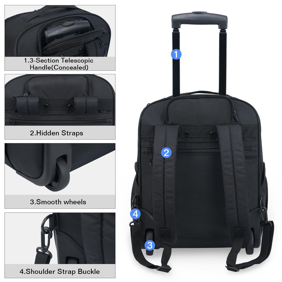 16-inch Underseat Carry On Suitcase Black Z409