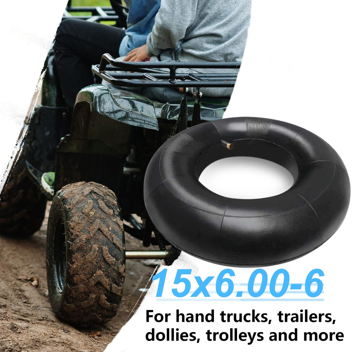 2 Pack 15x6.00-6" Inner Tire Tube with TR-13 Straight Valve Stem D509
