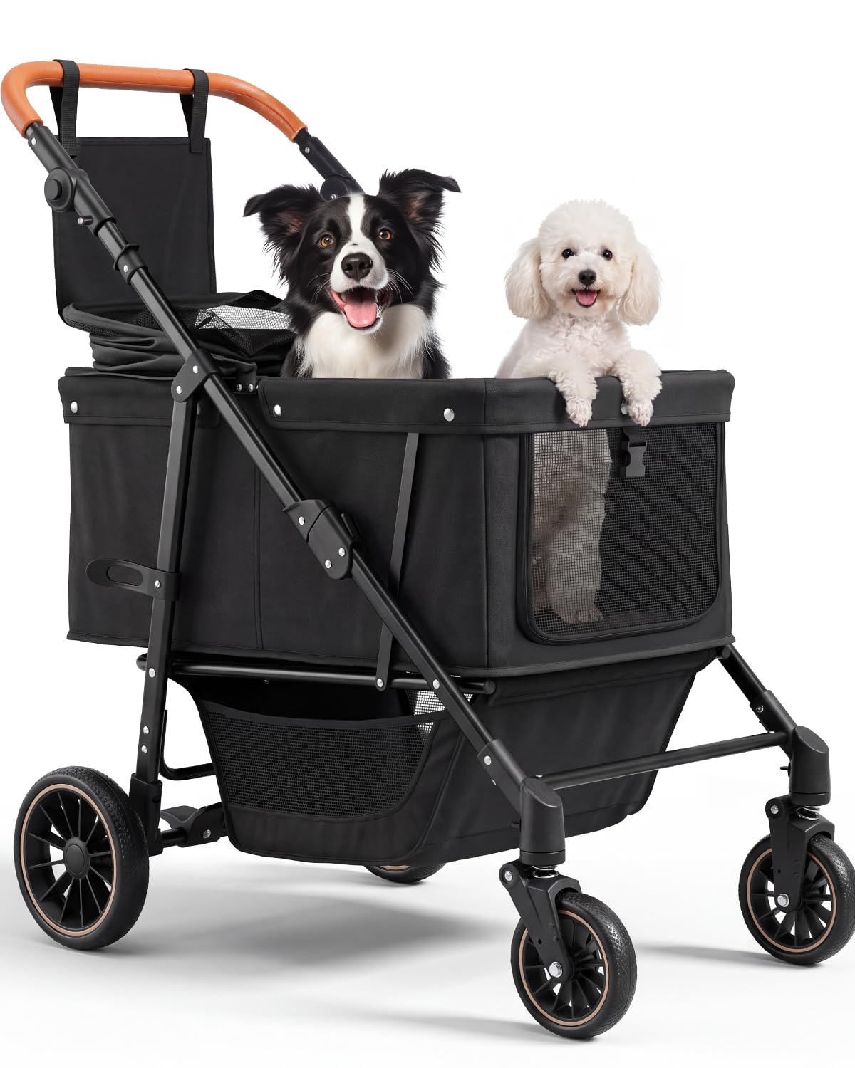 Foldable Ventilated Dog Stroller with Canopy O299