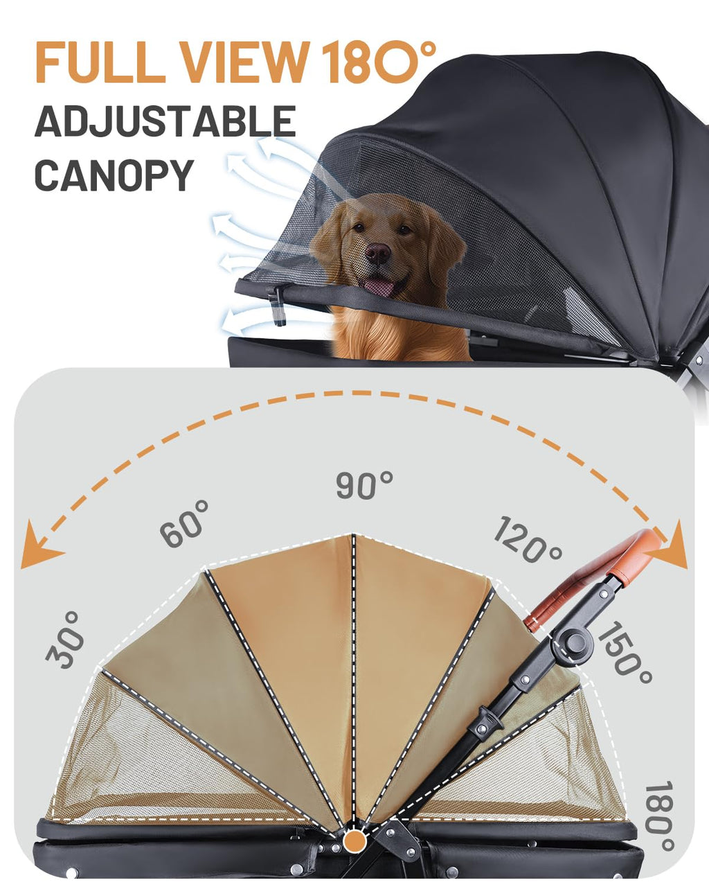 Foldable Ventilated Dog Stroller with Canopy O299