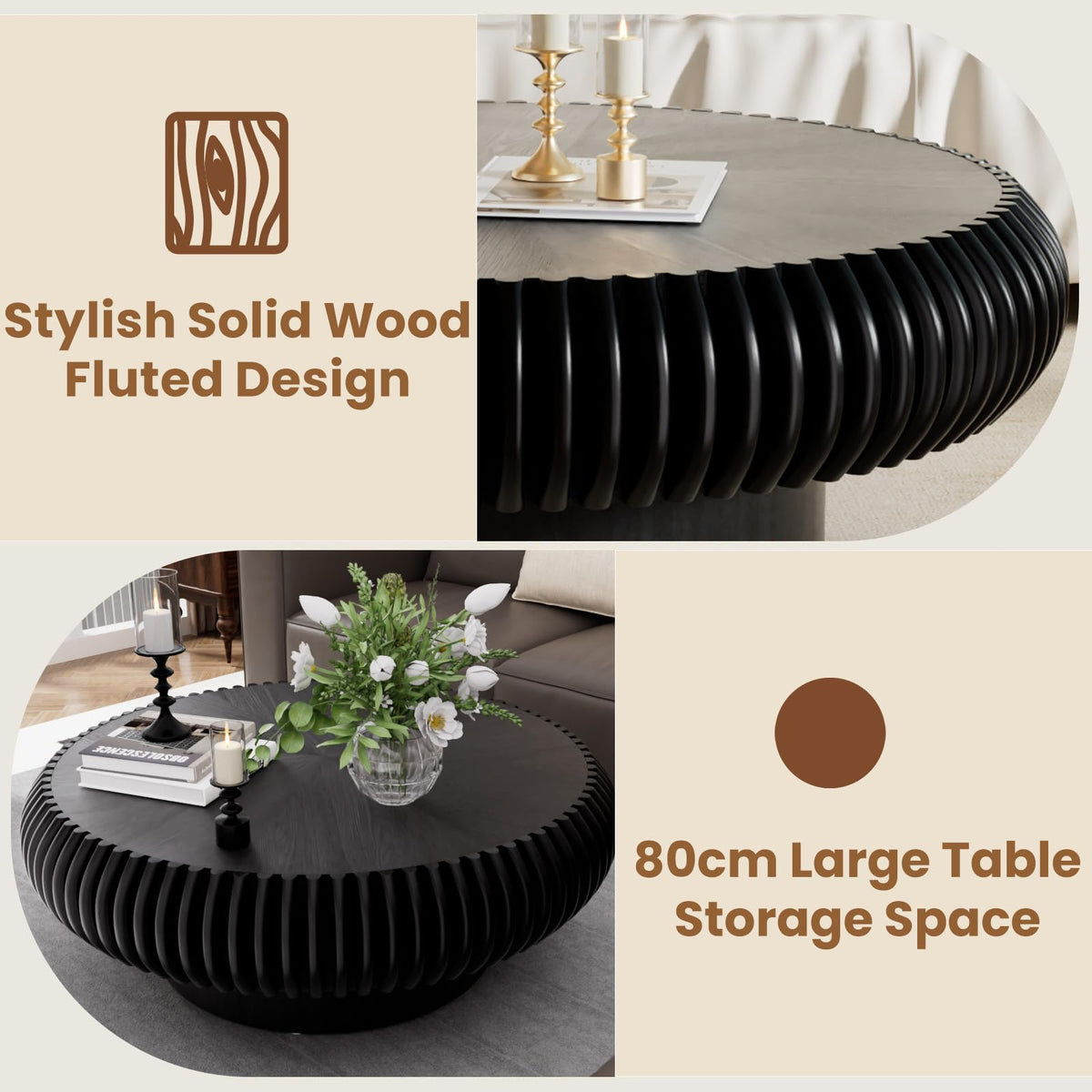 Black Round Coffee Table W15709