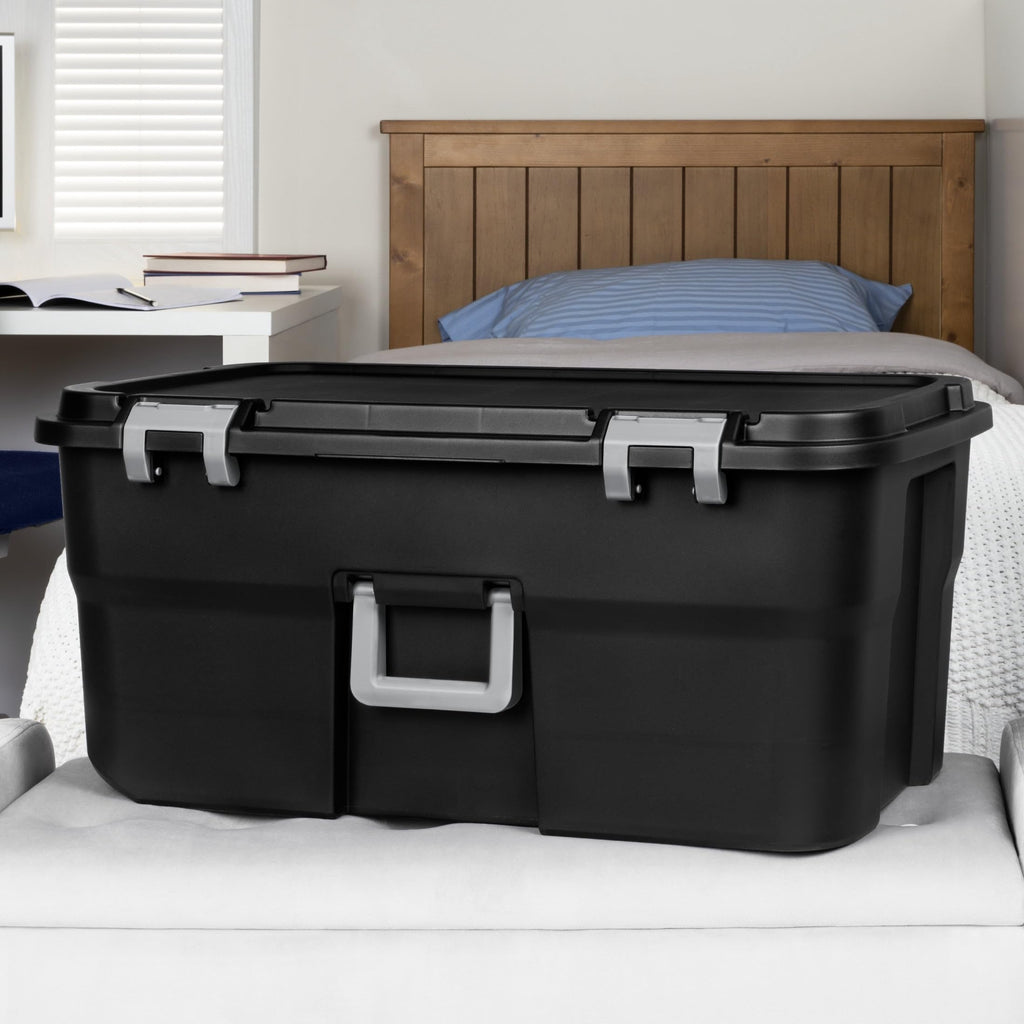 Black 22 Gal Wheeled Plastic Storage Trunk 2 Pack N9182