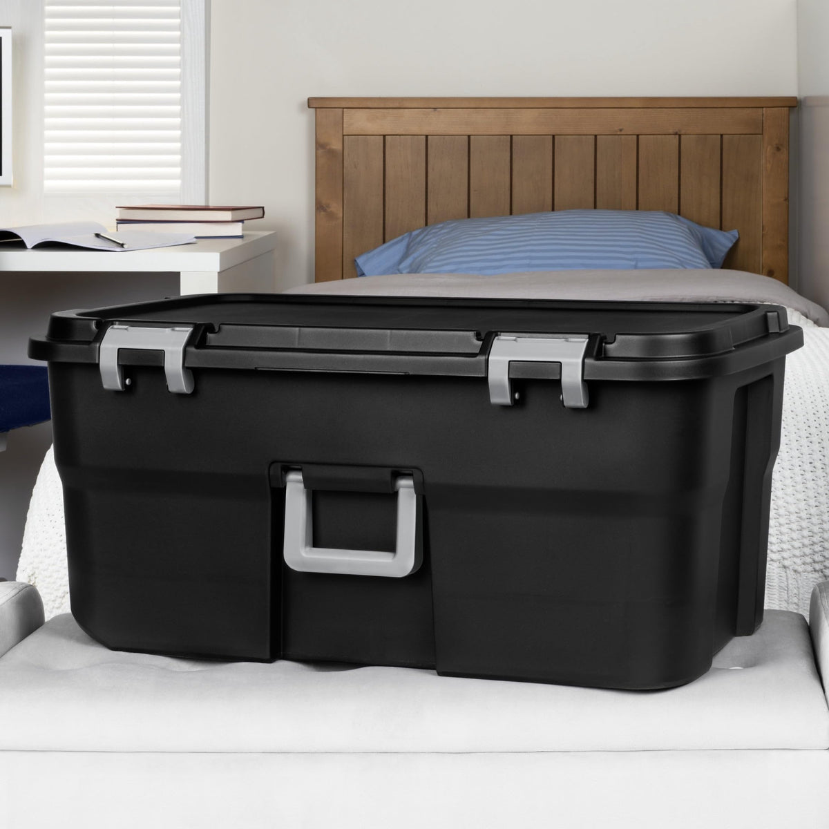 Black 22 Gal Wheeled Plastic Storage Trunk 2 Pack N9182