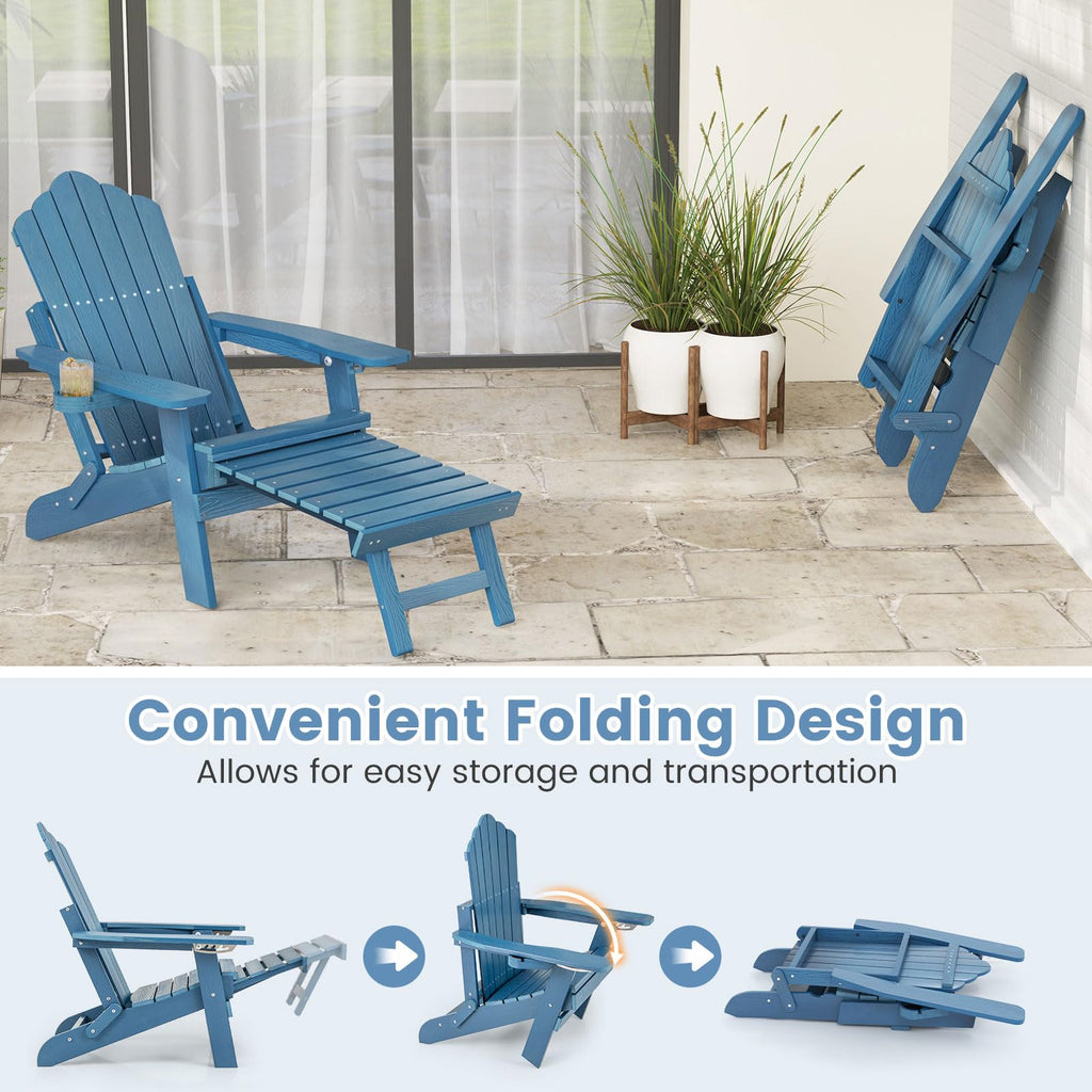 Folding Adirondack Chair with Adjustable Backrest and Ottoman X256