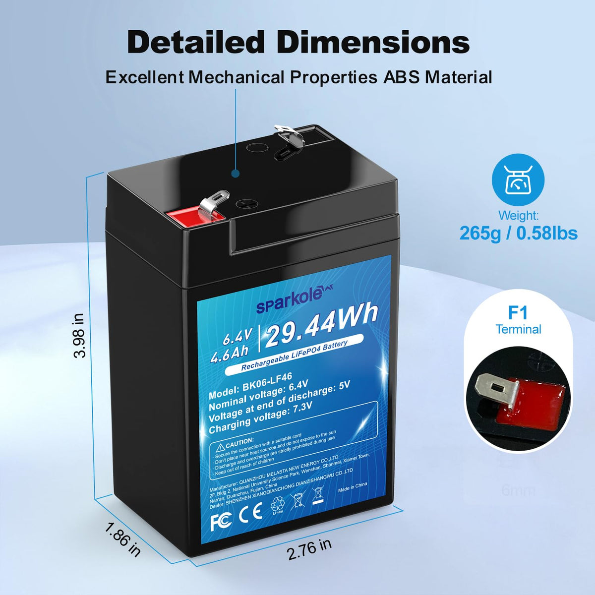 6.4V 4.6Ah LiFePO4 Battery T200