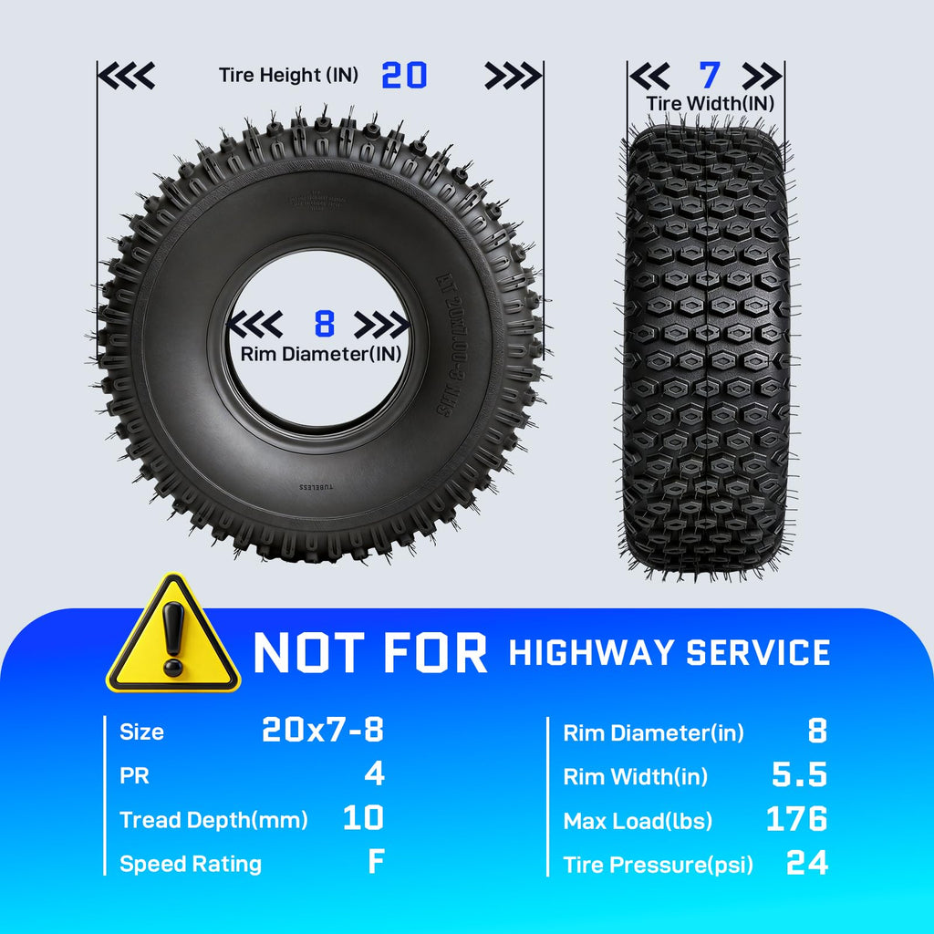 Set of 2 20x7-8 All-Terrain Tires E5348