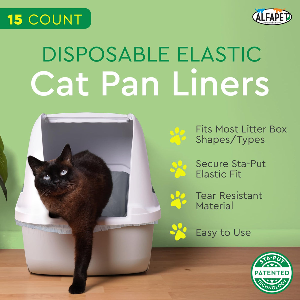 Super Jumbo 15Count Tear-Resistant Waterproof Cat Litter Box Liners C892336