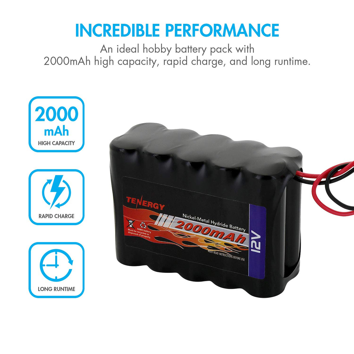 12V 2000mAh NiMH Rechargeable Battery Pack M7673