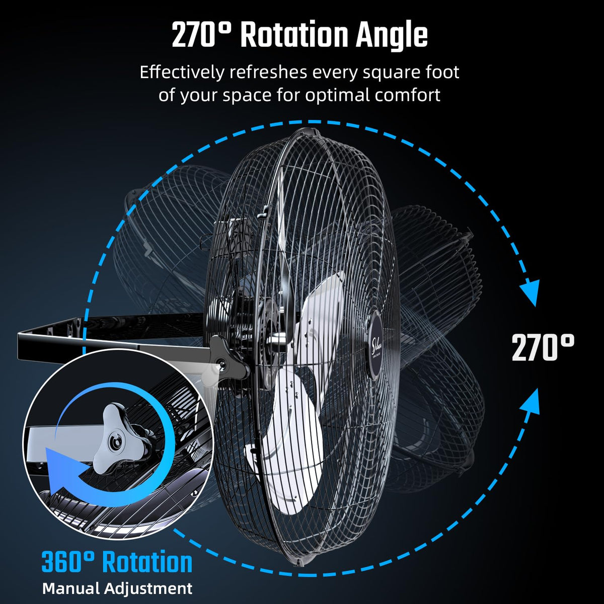 20 Inch High Velocity 3 Speed Black Wall-Mount Fan Z68318