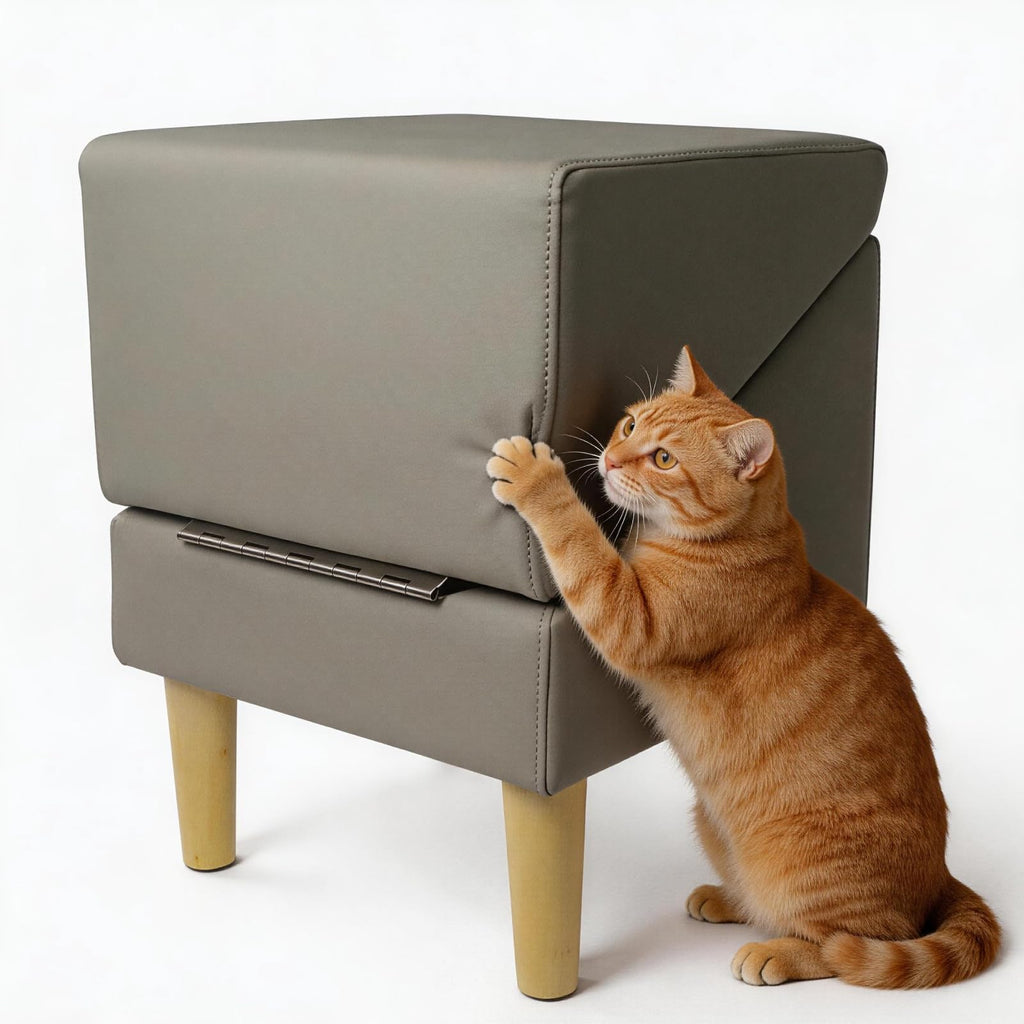 Foldable Dog Cat Stair Ramp Solid Wood Ottoman 18in H K406108