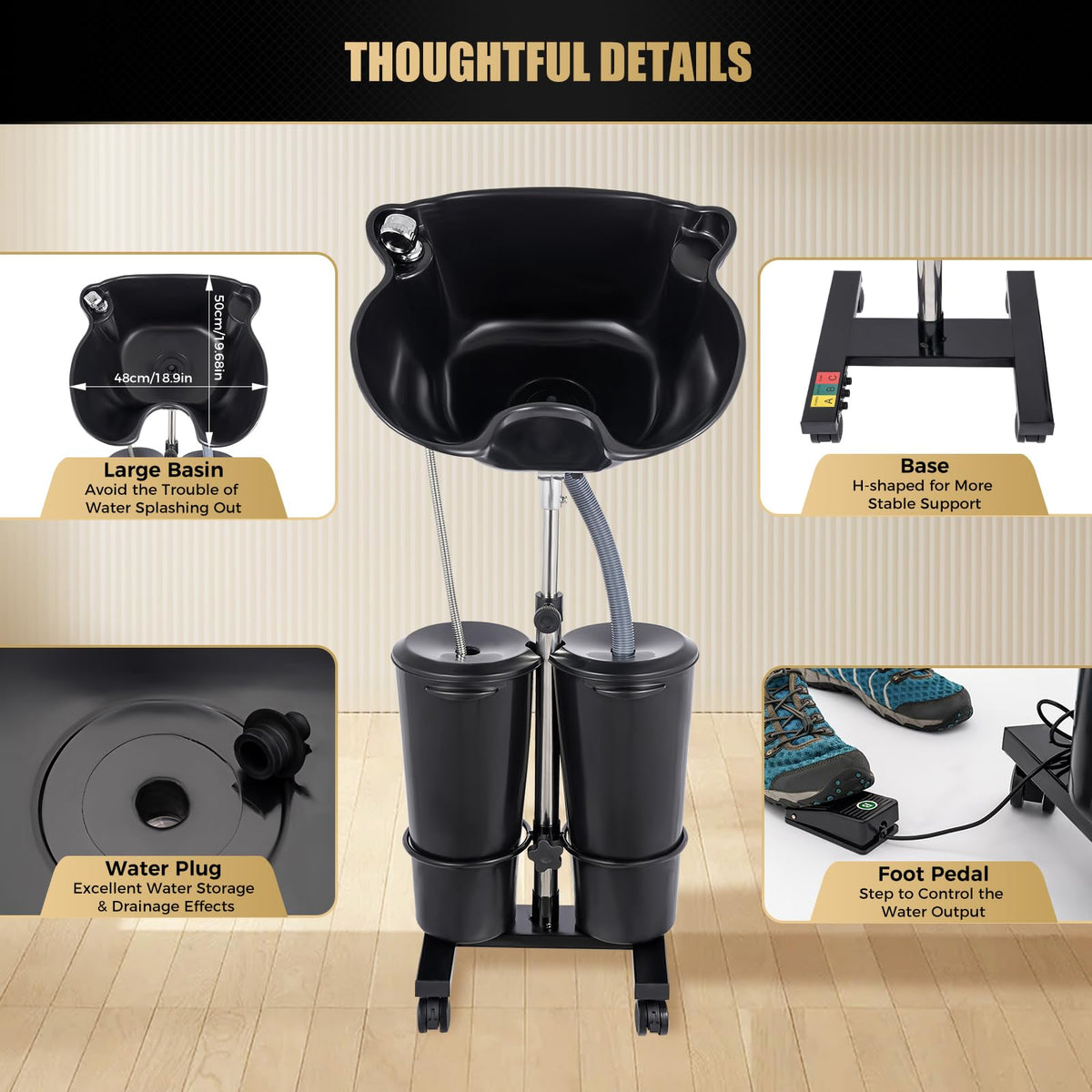 Portable Shampoo Bowl with Water Tank and Electric Pump D54951