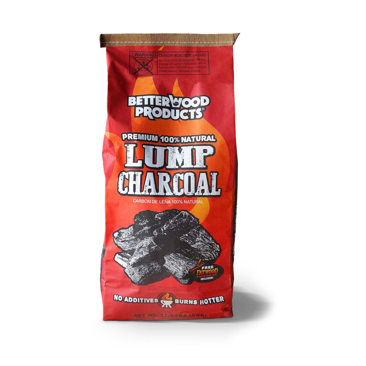 100% All Natural Hardwood Lump Charcoal 17.6 Pounds Y67273