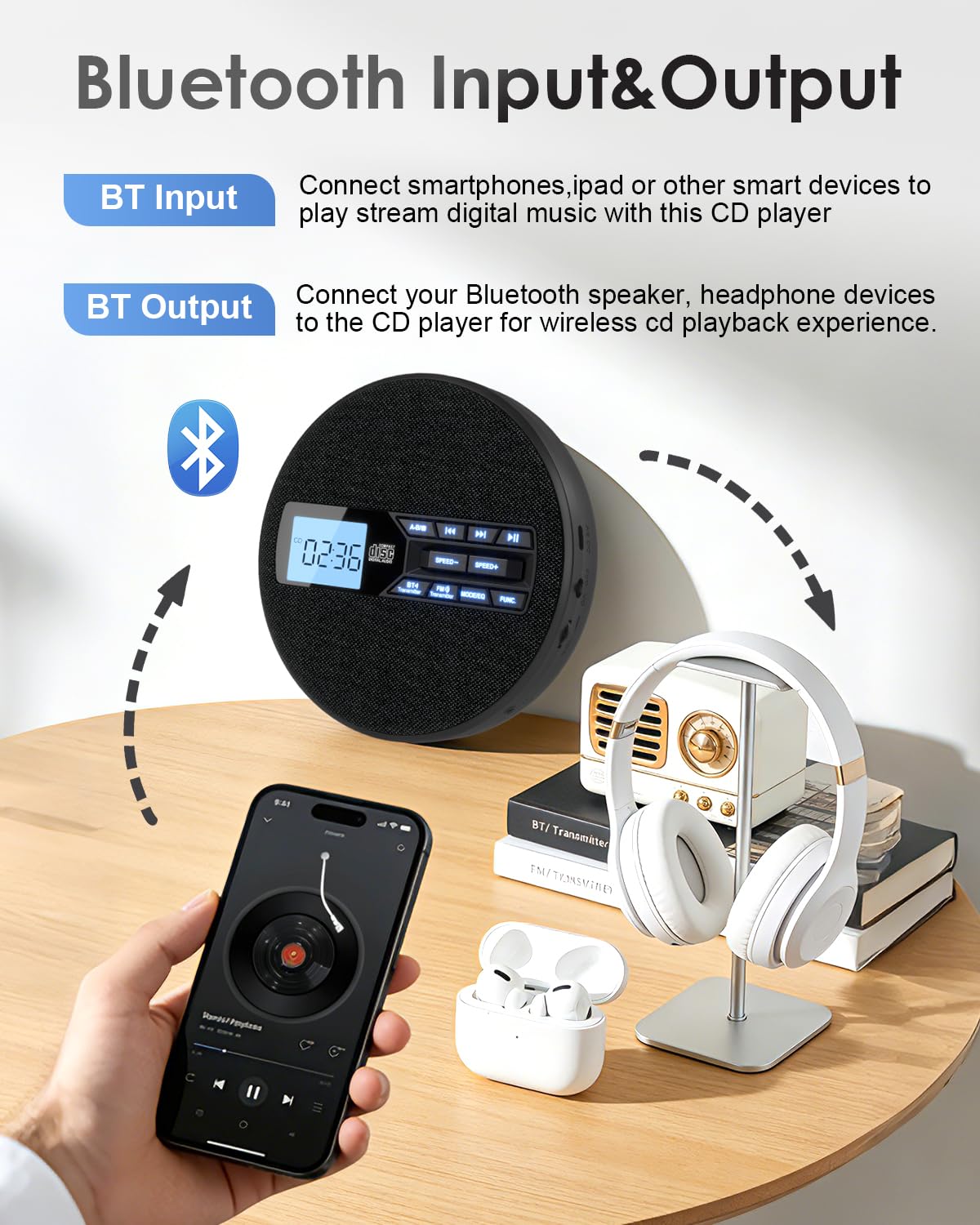 Portable CD Player with Bluetooth & FM Transmitter G38976