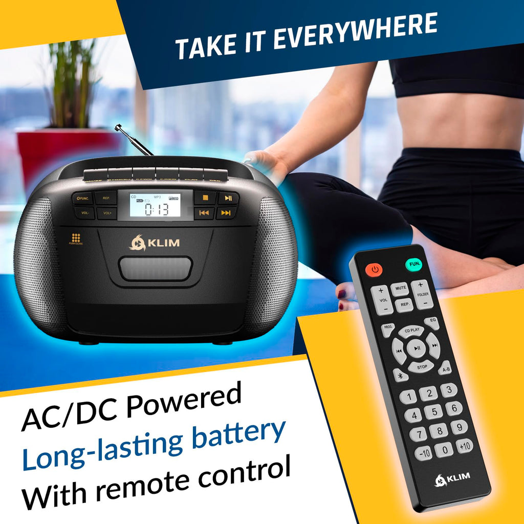 Black CD Cassette Player Boombox with Bluetooth and AM FM Radio E97832