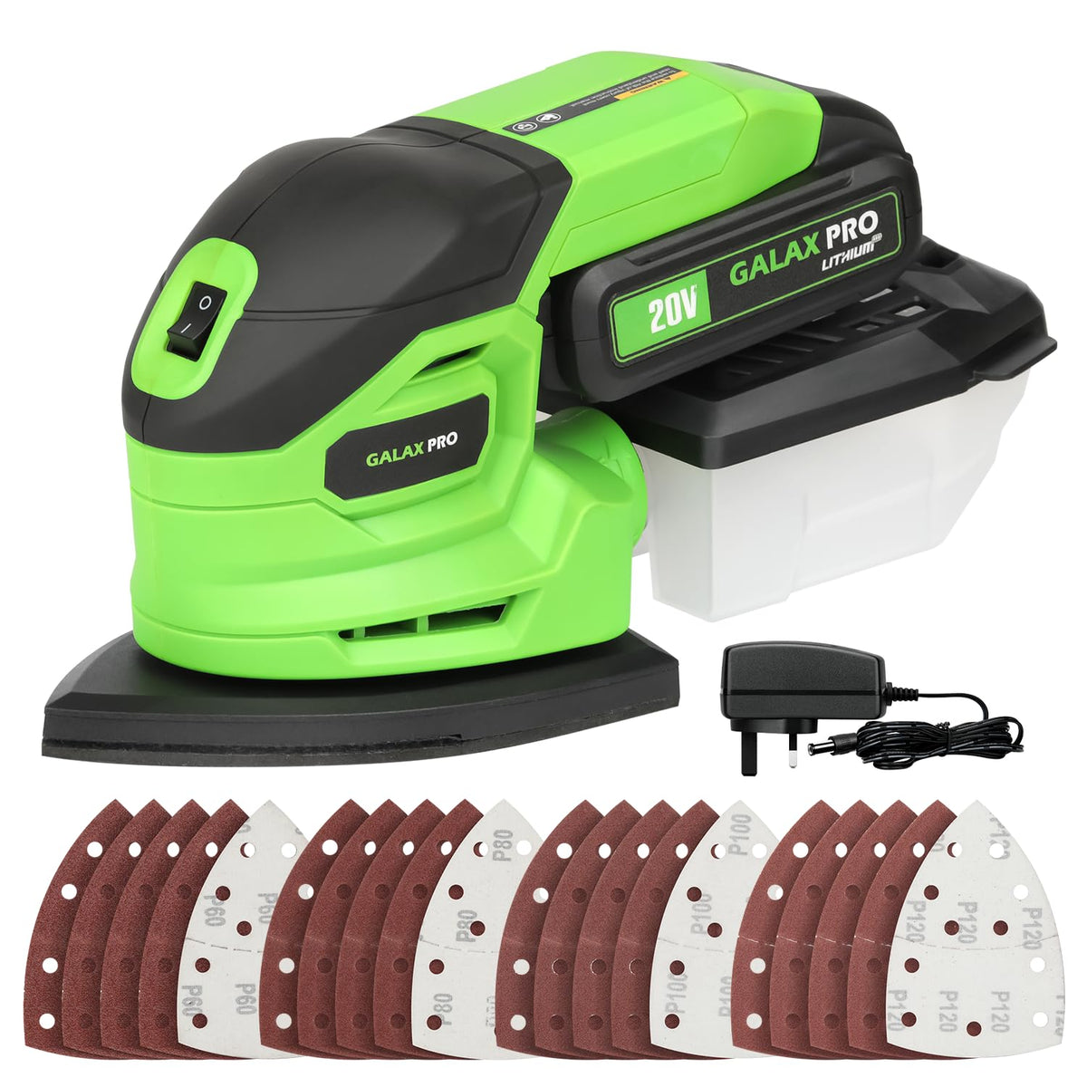 Cordless Detail Sander 2.0Ah Battery, 20 Pcs Sandpapers L905