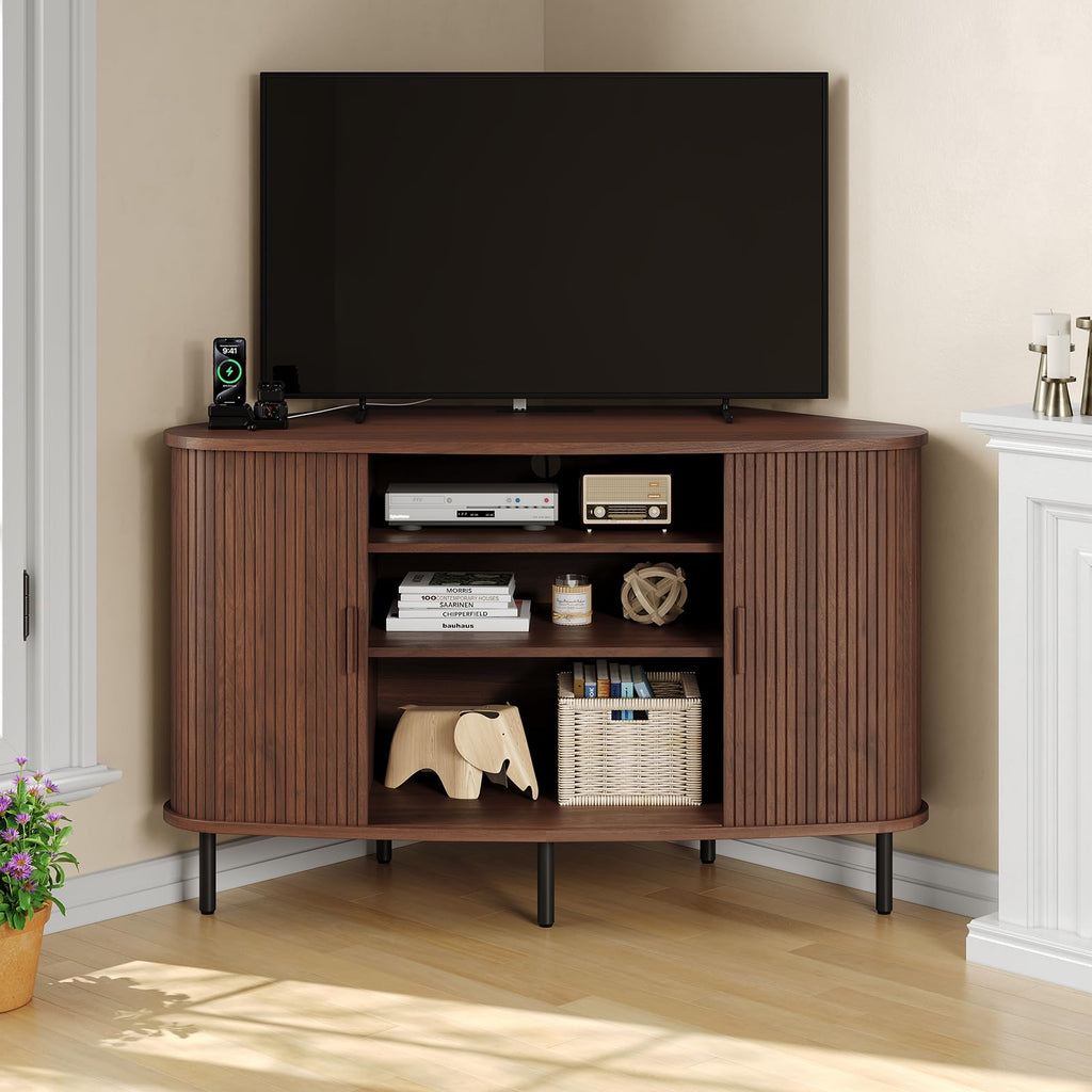 47 Inch Walnut Corner TV Stand I459613