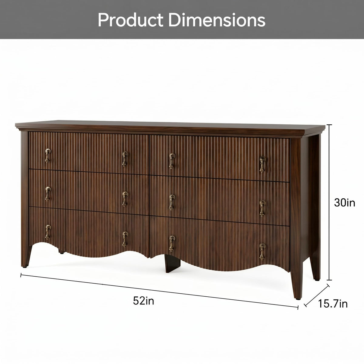 6-Drawer Fluted Dresser X599