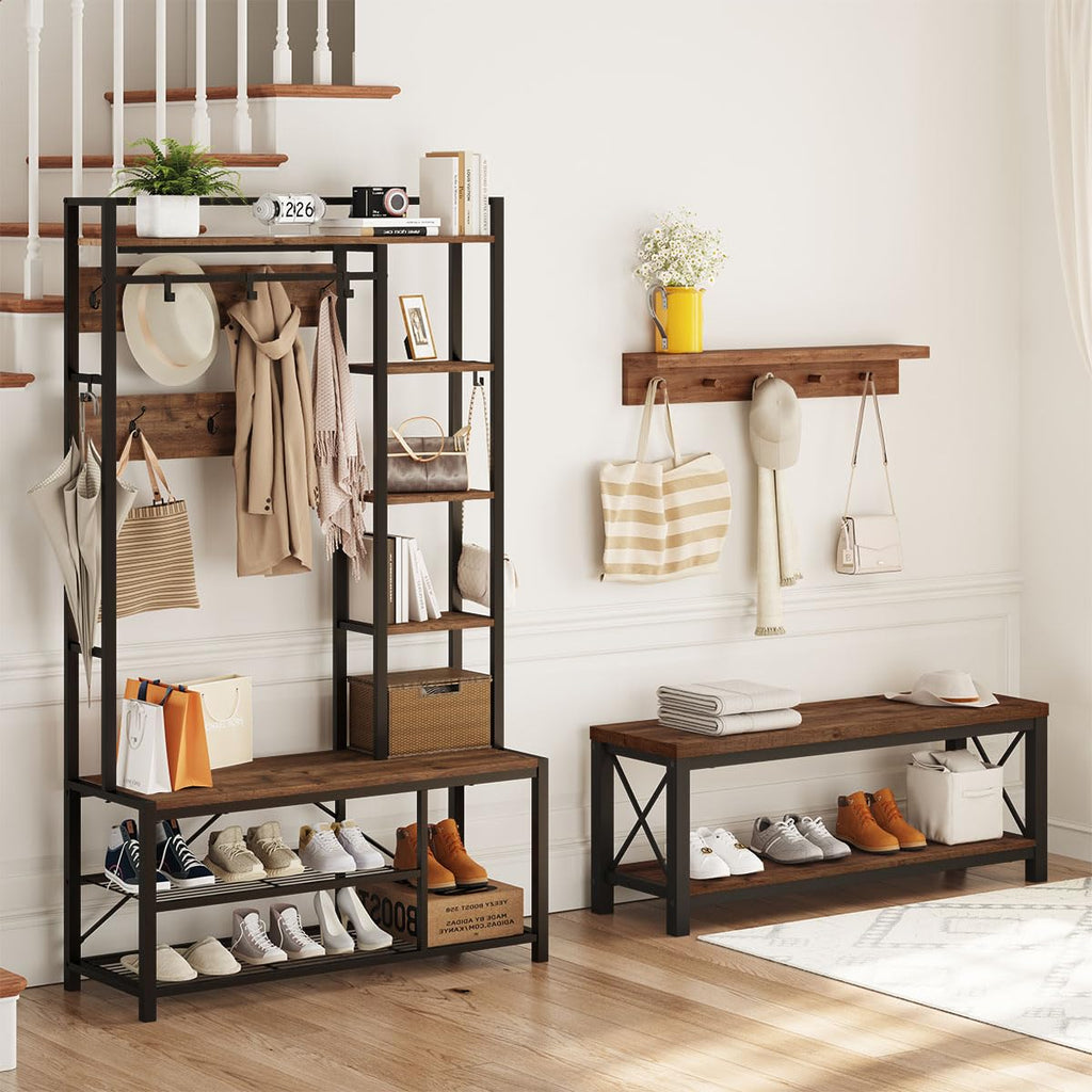 2 Tier Wood Metal Storage Bench T768