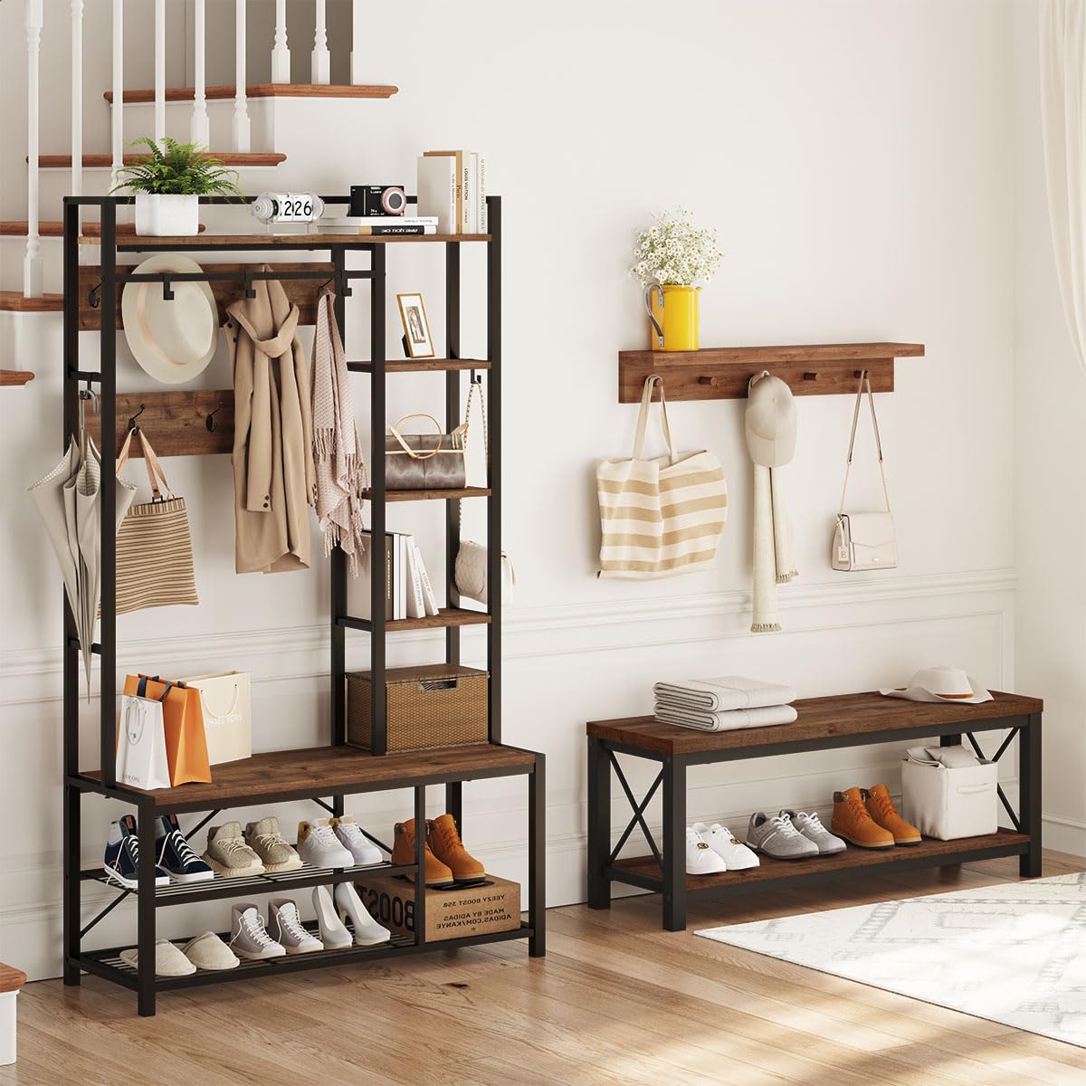 2 Tier Wood Metal Storage Bench T768