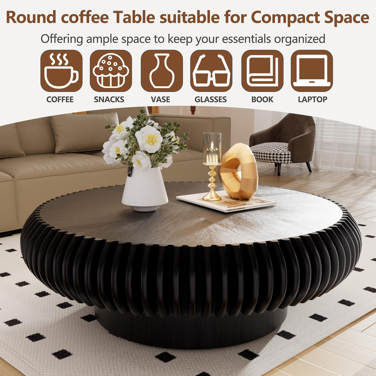 Black Round Coffee Table W15709
