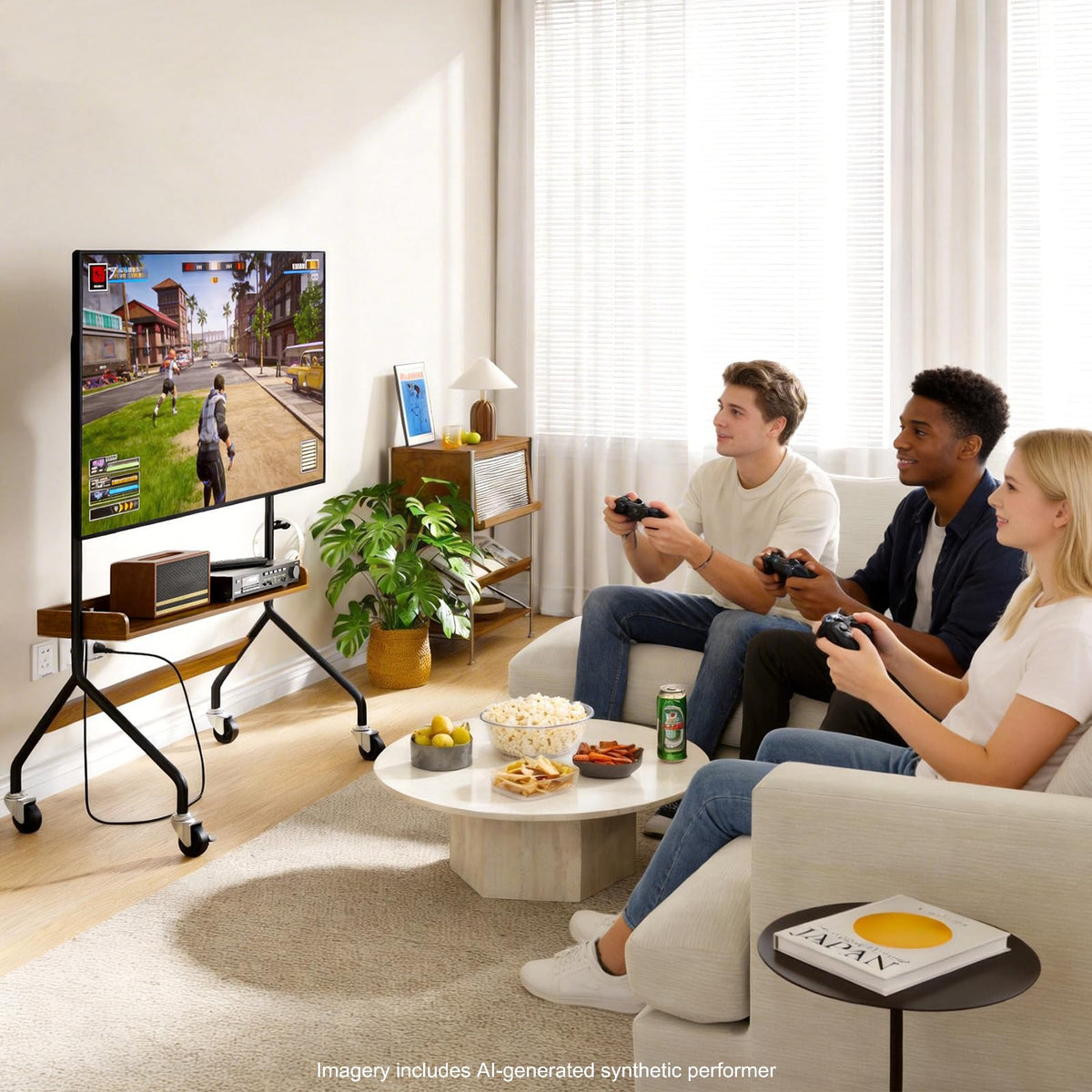 Rolling TV Stand with Power Outlet for 32-75 Inch TV X609194