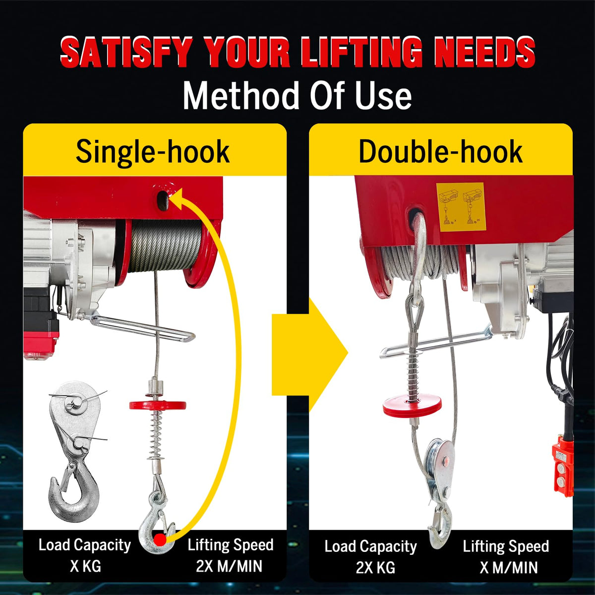 880lbs Electric Hoist Winch with Wireless Control A8487