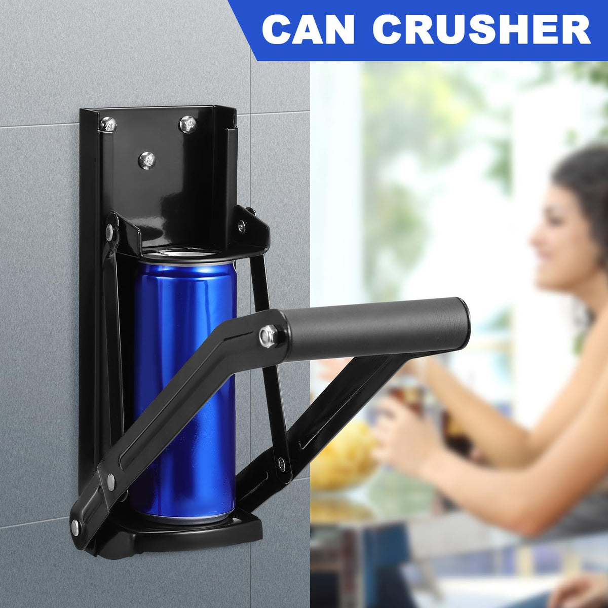 Black Wall Mounted Can Crusher with Bottle Opener T48000