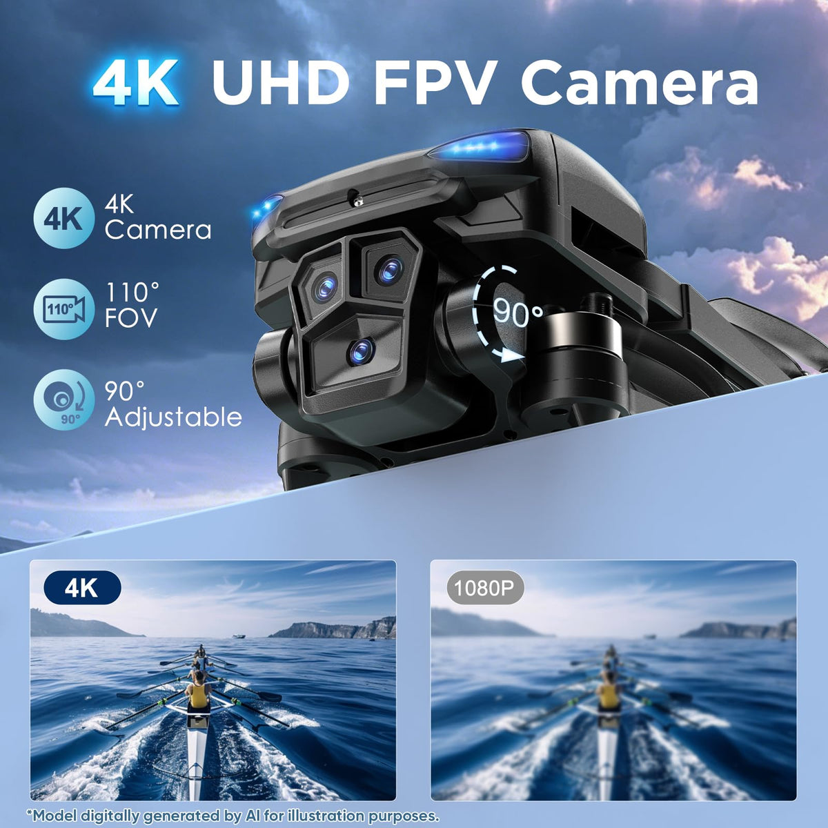 4K Camera GPS Foldable Drone with 4.5” HD Screen Controller J2831