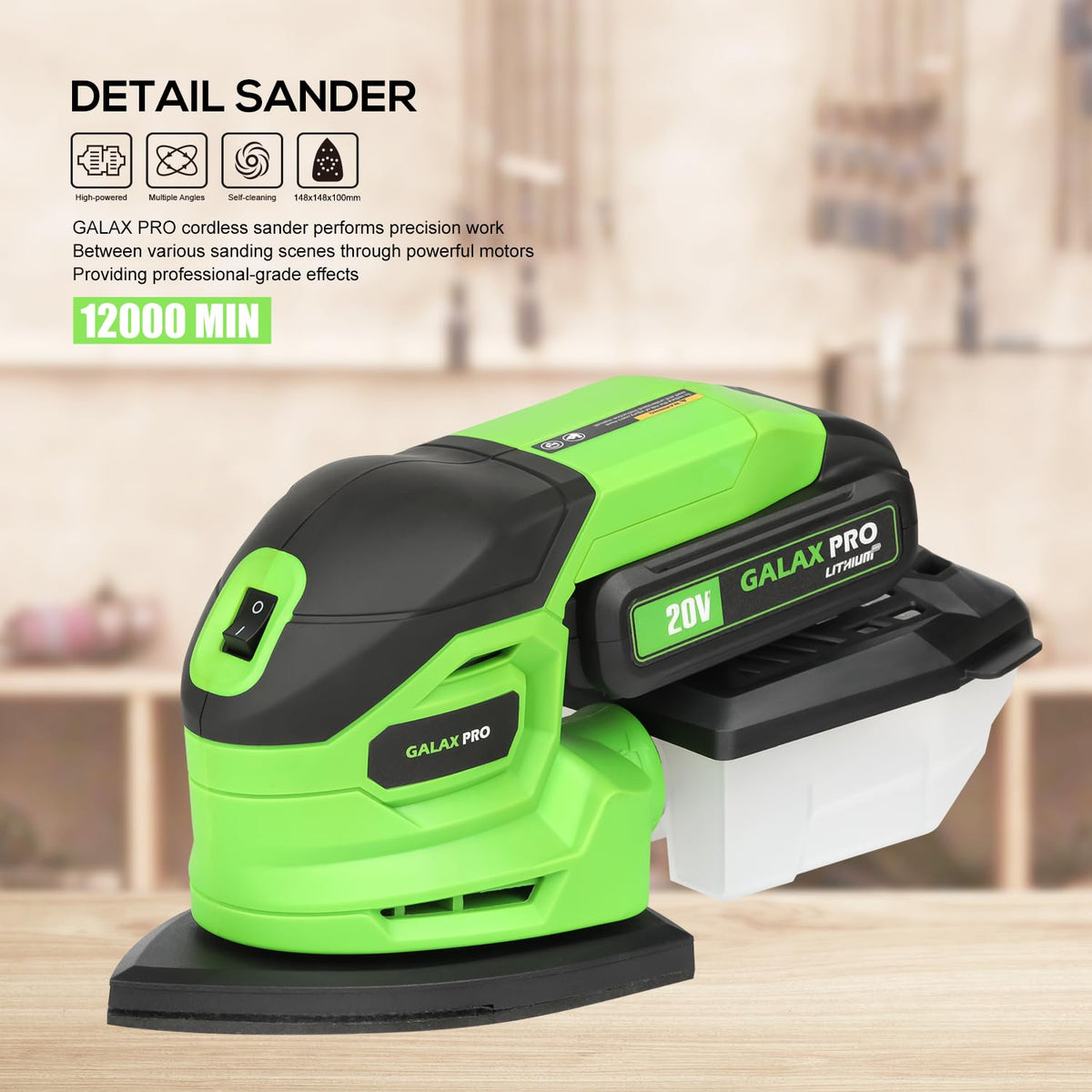 Cordless Detail Sander 2.0Ah Battery, 20 Pcs Sandpapers L905